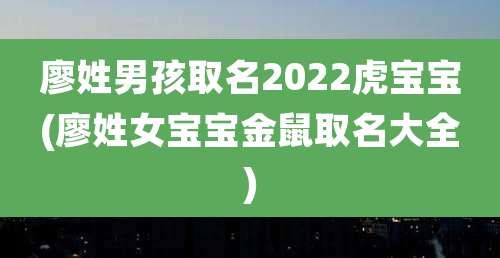 廖姓男孩取名2022虎宝宝(廖姓女宝宝金鼠取名大全)