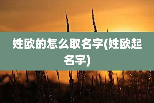姓欧的怎么取名字(姓欧起名字)