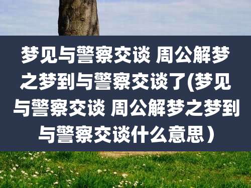 梦见与警察交谈 周公解梦之梦到与警察交谈了(梦见与警察交谈 周公解梦之梦到与警察交谈什么意思)