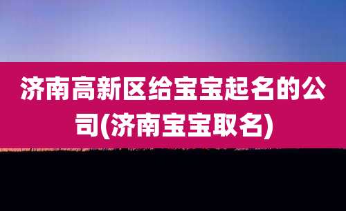 济南高新区给宝宝起名的公司(济南宝宝取名)