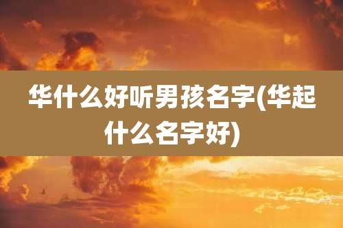 华什么好听男孩名字(华起什么名字好)