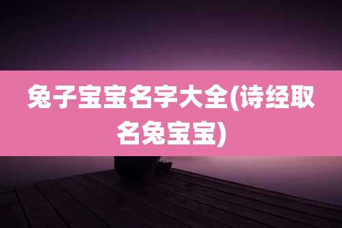 兔子宝宝名字大全(诗经取名兔宝宝)