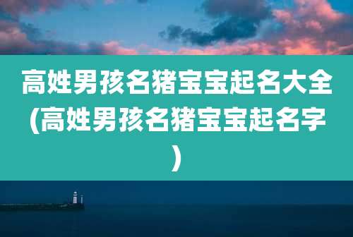 高姓男孩名猪宝宝起名大全(高姓男孩名猪宝宝起名字)
