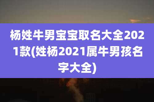 杨姓牛男宝宝取名大全2021款(姓杨2021属牛男孩名字大全)