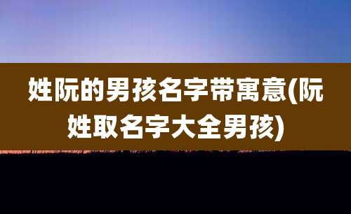 姓阮的男孩名字带寓意(阮姓取名字大全男孩)