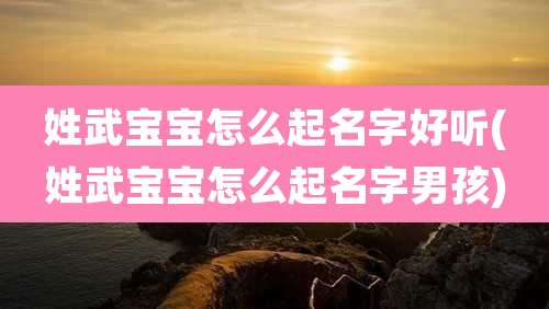 姓武宝宝怎么起名字好听(姓武宝宝怎么起名字男孩)
