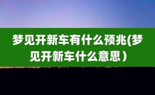 梦见开新车有什么预兆(梦见开新车什么意思）