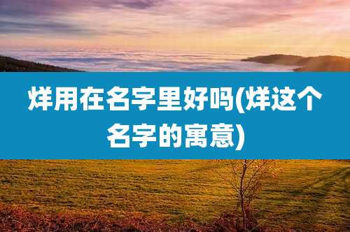 烊用在名字里好吗(烊这个名字的寓意)