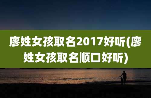 廖姓女孩取名2017好听(廖姓女孩取名顺口好听)