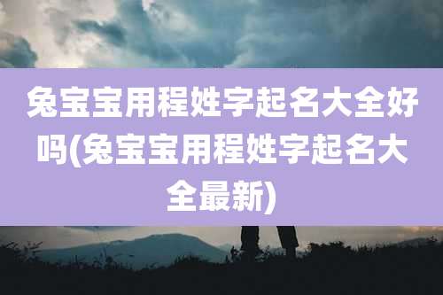 兔宝宝用程姓字起名大全好吗(兔宝宝用程姓字起名大全最新)