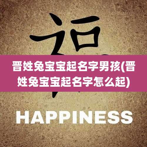 晋姓兔宝宝起名字男孩(晋姓兔宝宝起名字怎么起)