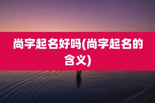 尚字起名好吗(尚字起名的含义)
