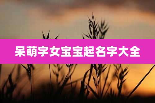 呆萌字女宝宝起名字大全