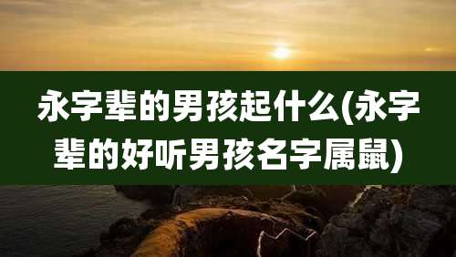 永字辈的男孩起什么(永字辈的好听男孩名字属鼠)