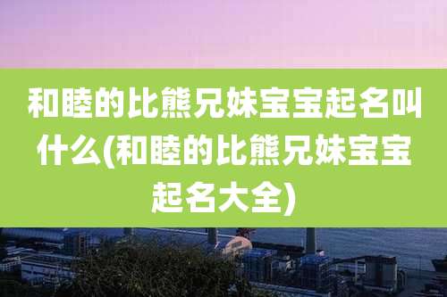 和睦的比熊兄妹宝宝起名叫什么(和睦的比熊兄妹宝宝起名大全)