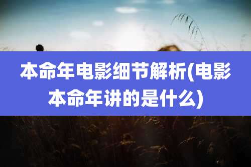 本命年电影细节解析(电影本命年讲的是什么)