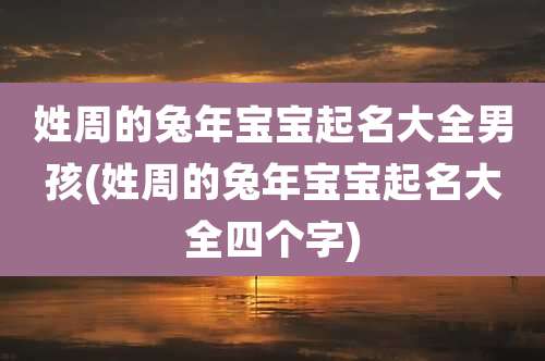 姓周的兔年宝宝起名大全男孩(姓周的兔年宝宝起名大全四个字)