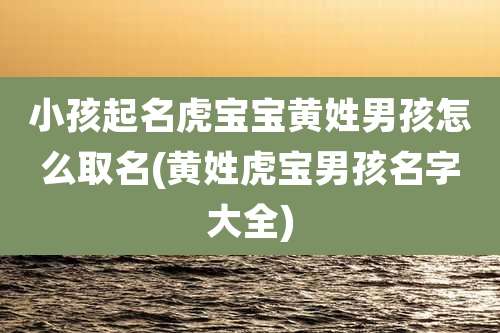 小孩起名虎宝宝黄姓男孩怎么取名(黄姓虎宝男孩名字大全)