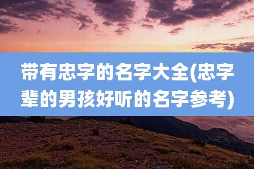 带有忠字的名字大全(忠字辈的男孩好听的名字参考)