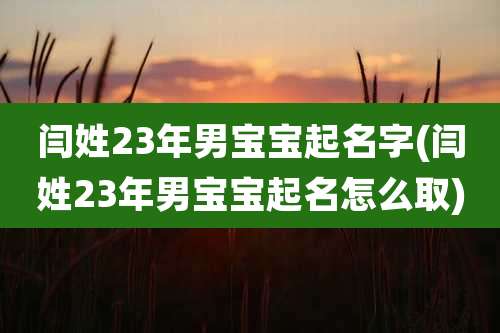 闫姓23年男宝宝起名字(闫姓23年男宝宝起名怎么取)