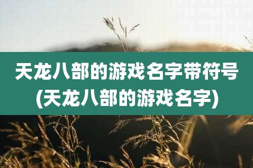 天龙八部的游戏名字带符号(天龙八部的游戏名字)
