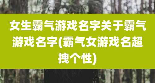 女生霸气游戏名字关于霸气游戏名字(霸气女游戏名超拽个性)