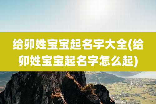 给卯姓宝宝起名字大全(给卯姓宝宝起名字怎么起)