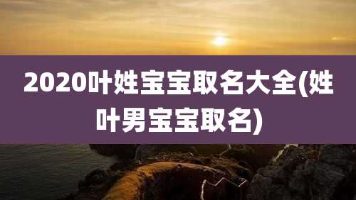 2020叶姓宝宝取名大全(姓叶男宝宝取名)