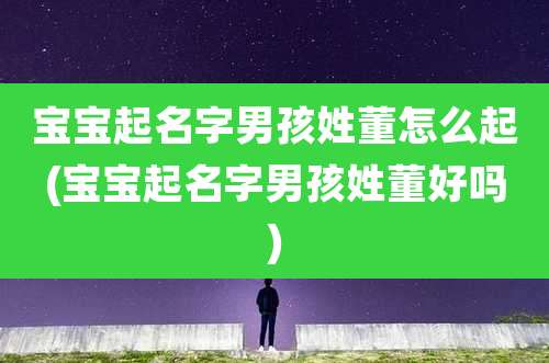 宝宝起名字男孩姓董怎么起(宝宝起名字男孩姓董好吗)