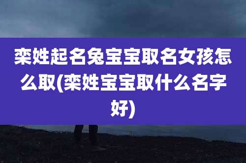 栾姓起名兔宝宝取名女孩怎么取(栾姓宝宝取什么名字好)