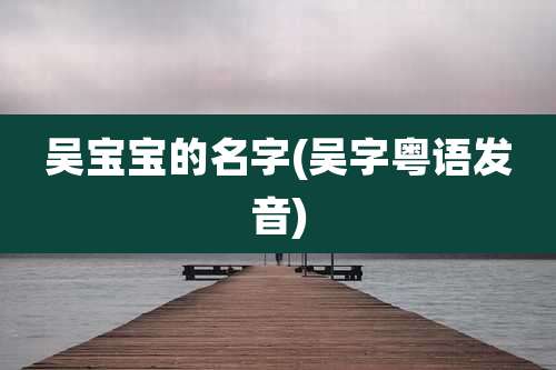 吴宝宝的名字(吴字粤语发音)