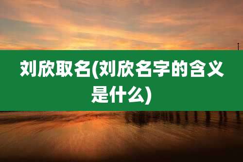 刘欣取名(刘欣名字的含义是什么)