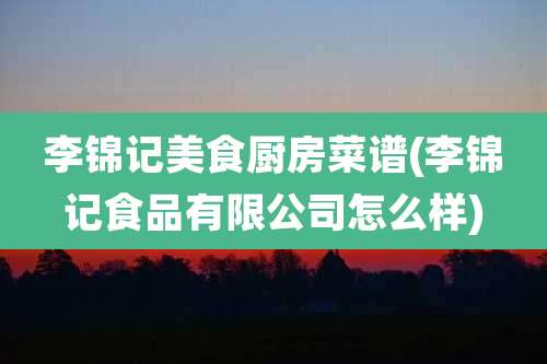 李锦记美食厨房菜谱(李锦记食品有限公司怎么样)