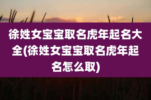 徐姓女宝宝取名虎年起名大全(徐姓女宝宝取名虎年起名怎么取)