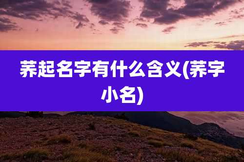 荞起名字有什么含义(荞字小名)