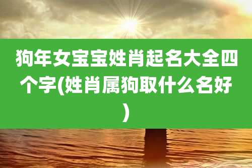狗年女宝宝姓肖起名大全四个字(姓肖属狗取什么名好)