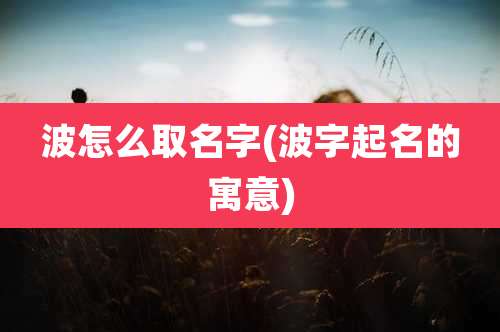 波怎么取名字(波字起名的寓意)