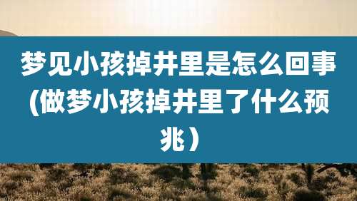 梦见小孩掉井里是怎么回事(做梦小孩掉井里了什么预兆)