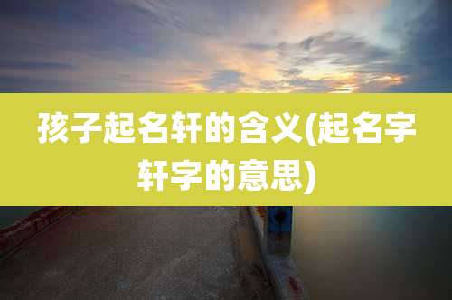 孩子起名轩的含义(起名字轩字的意思)