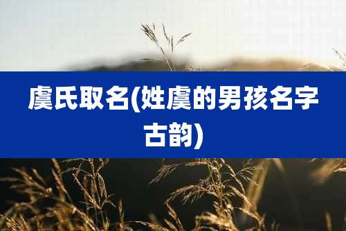 虞氏取名(姓虞的男孩名字古韵)