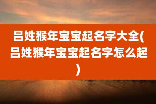吕姓猴年宝宝起名字大全(吕姓猴年宝宝起名字怎么起)