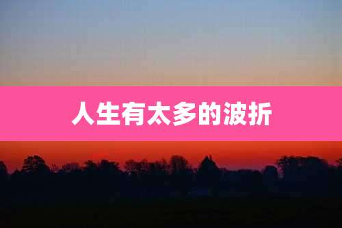 人生有太多的波折