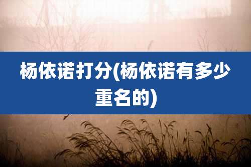 杨依诺打分(杨依诺有多少重名的)