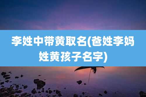 李姓中带黄取名(爸姓李妈姓黄孩子名字)