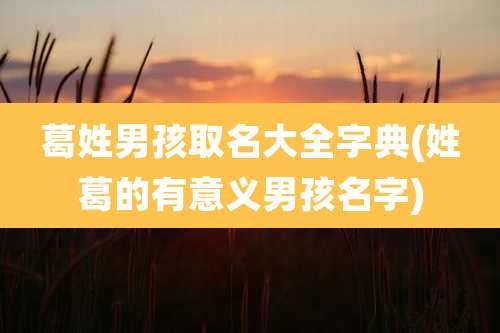 葛姓男孩取名大全字典(姓葛的有意义男孩名字)