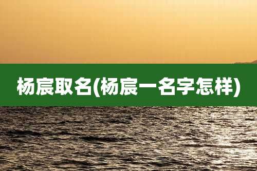 杨宸取名(杨宸一名字怎样)