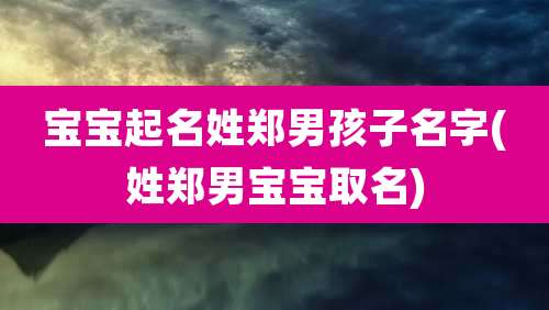 宝宝起名姓郑男孩子名字(姓郑男宝宝取名)