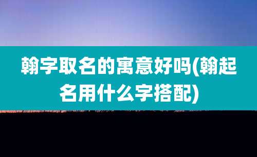 翰字取名的寓意好吗(翰起名用什么字搭配)