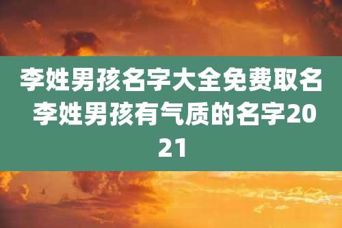 李姓男孩名字大全免费取名 李姓男孩有气质的名字2021