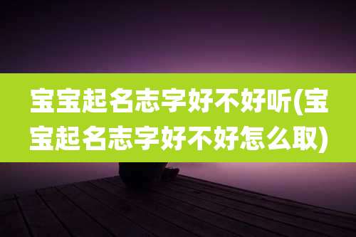 宝宝起名志字好不好听(宝宝起名志字好不好怎么取)